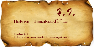 Hefner Immakuláta névjegykártya